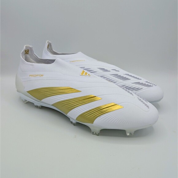 Adidas Predator Elite Laceless FG Soccer Cleats White/Gold IF6448 Men’s Size 9.5 - Picture 1 of 7